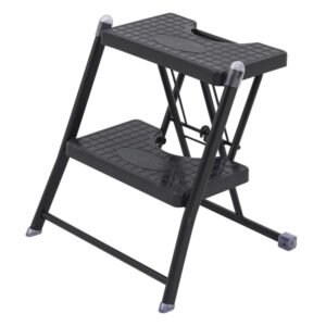 Banqueta Escada Aço Carbono 2 Degraus 0,48m 120kg Preto Anodilar