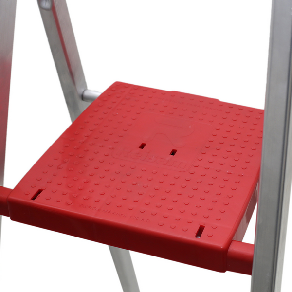 Escada Alumínio 5 Degraus 1,53m 120kg Prata e Vermelho Reisam - Image 2
